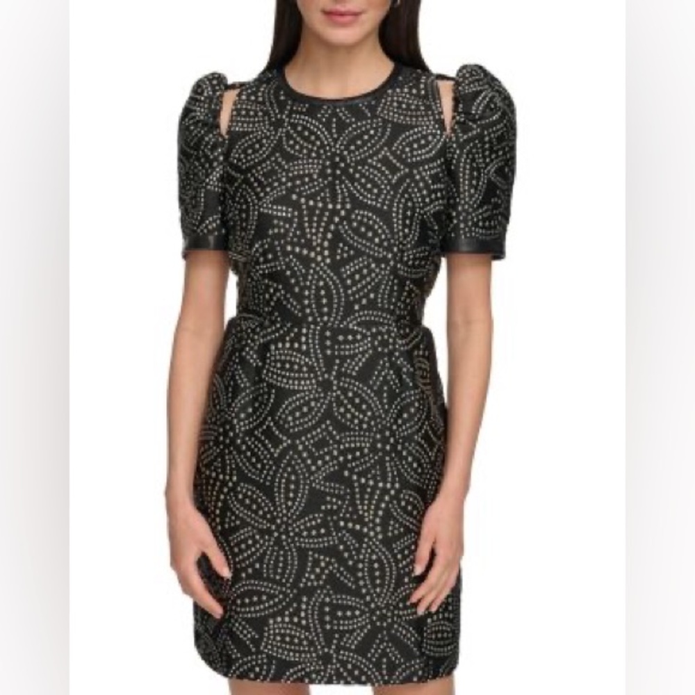 DKNY Black Mini Dress with Silver Accents